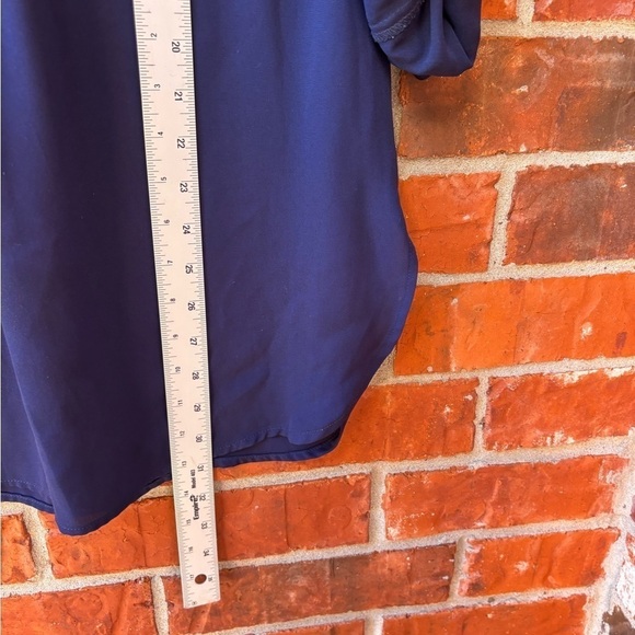 Fervour Womens Large Blue Roll Tab Vneck Popover Chiffon Career Top - Picture 8 of 9